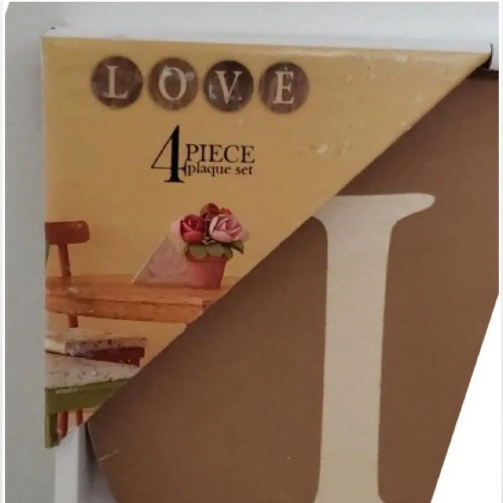 New Sign Of The Times Wall Plaque Love Letter Art Wood Brown Circles NWT